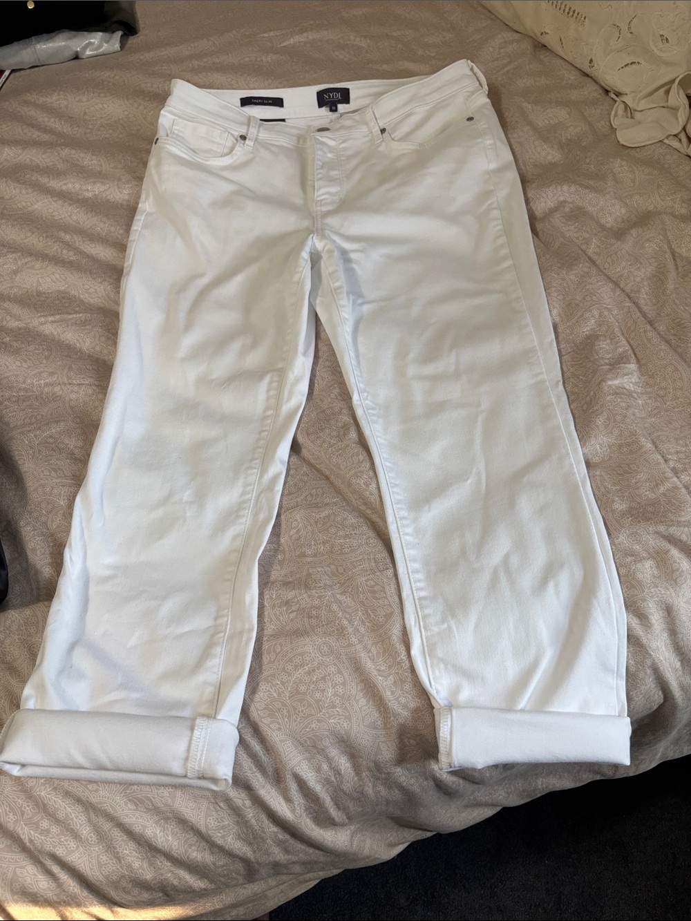 NYDJ White Boyfriend Jeans - Rolled Cuff Relaxed Fit